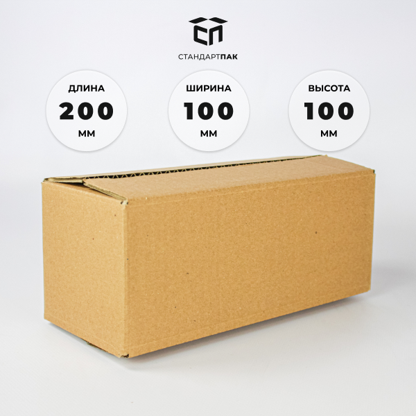 Коробка картонная 200 х 100 х 100 мм