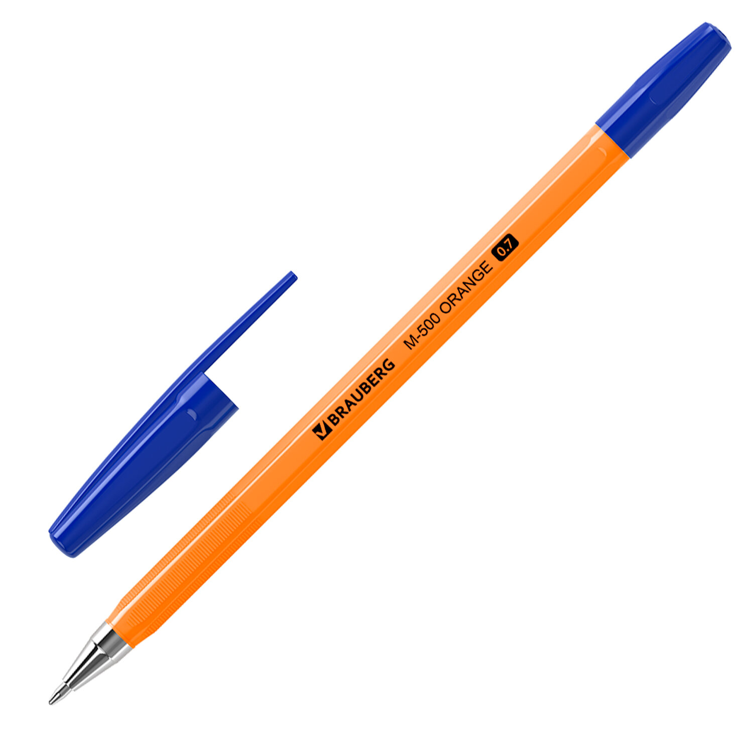 Ручка шариковая BRAUBERG M-500 ORANGE, СИНЯЯ, линия письма 0,35 мм